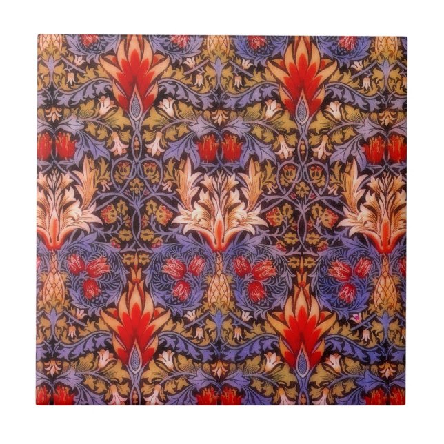 William Morris Snakeshead Vintage Floral Tile (Front)