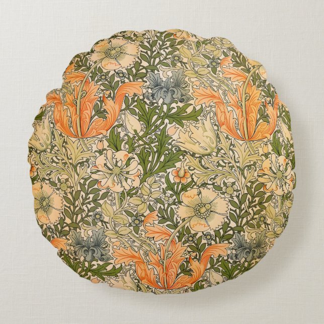 William Morris Spring Compton Flower Festival Round Pillow (Front)