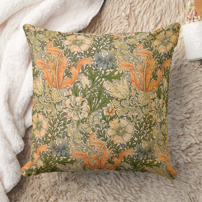 William Morris Spring Compton Flower Festival Throw Pillow (Blanket)