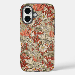 William Morris Spring Compton Flower Vintage Red iPhone 16 Case