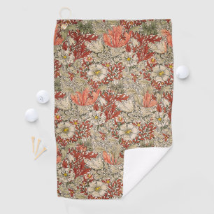 William Morris Spring Compton Flower Vintage Red Golf Towel