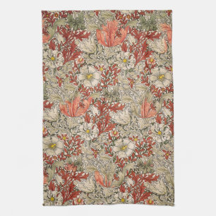 William Morris Spring Compton Flower Vintage Red Kitchen Towel