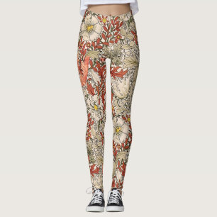 William Morris Spring Compton Flower Vintage Red Leggings