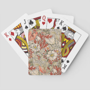 William Morris Spring Compton Flower Vintage Red Playing Cards