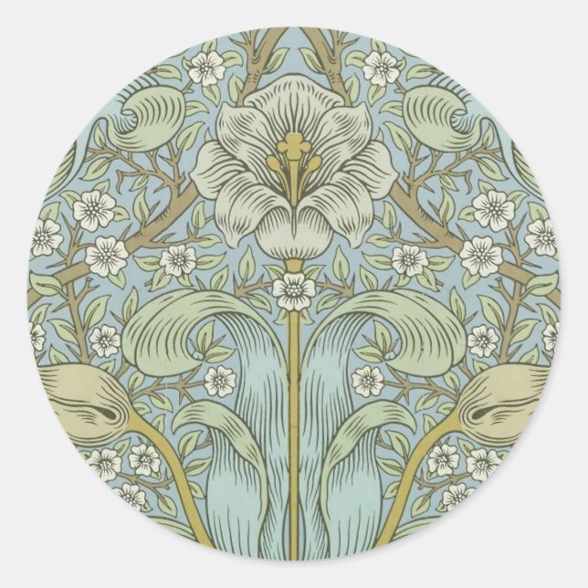 William Morris Spring Thicket: Antique Floral Classic Round Sticker (Front)