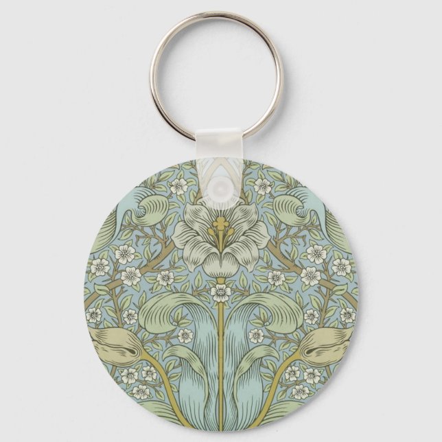 William Morris Spring Thicket: Antique Floral Keychain (Front)