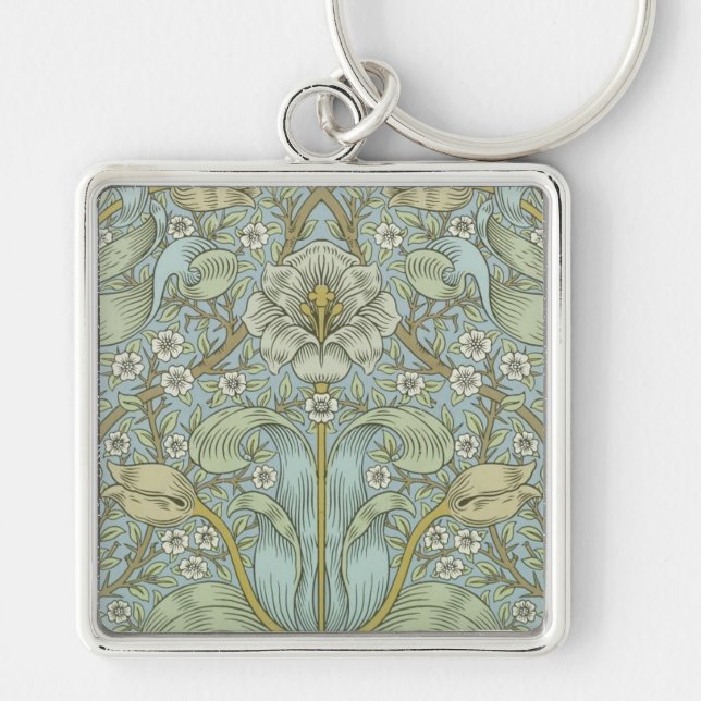 William Morris Spring Thicket: Antique Floral Keychain (Front)