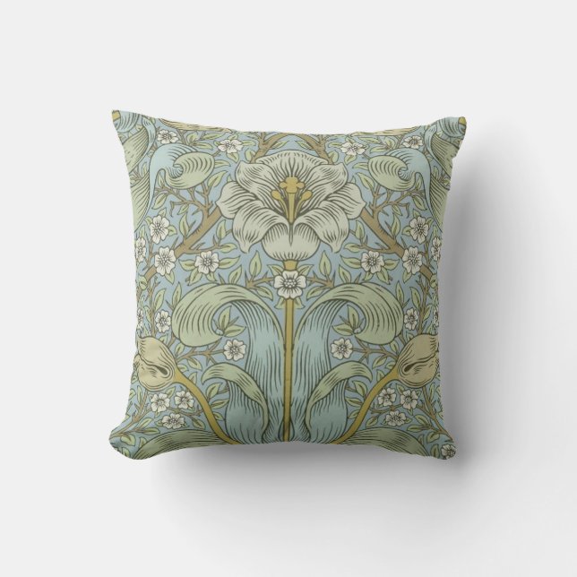 William Morris Spring Thicket: Antique Floral Throw Pillow (Front)