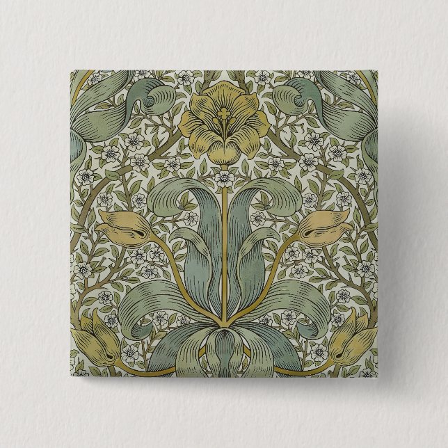 William Morris Spring Thicket Classic Pattern 2 Inch Square Button (Front)