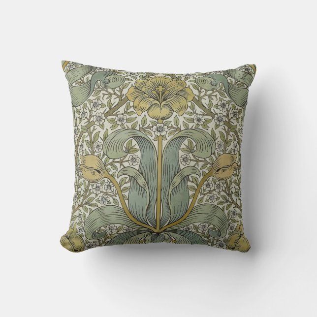 William Morris Spring Thicket Classic Pattern Throw Pillow (Front)