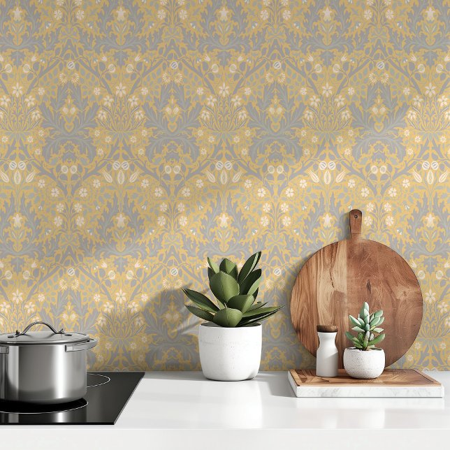 William Morris Spring Thicket Golden Yellow & Grey Wallpaper (Creator Uploaded)