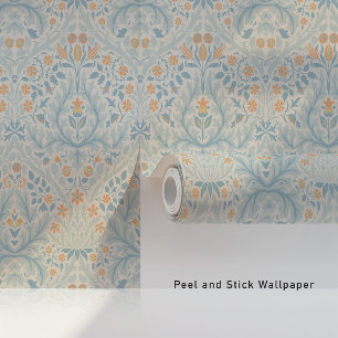 William Morris Spring Thicket - Pastel Blue Peach Wallpaper