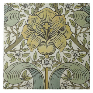 William Morris Spring Thicket Yellow Floral Art Tile