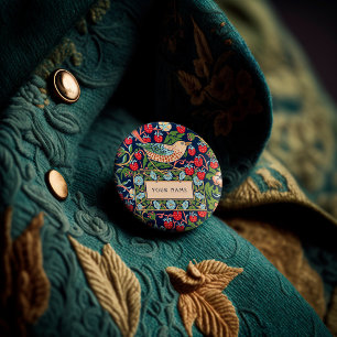 William Morris Strawberry Thief 1 Inch Round Button