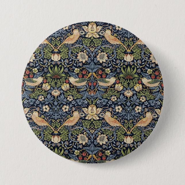 William Morris Strawberry Thief 3 Inch Round Button (Front)