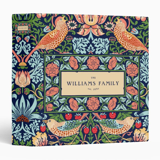 William Morris Strawberry Thief 3 Ring Binder (Front/Spine)