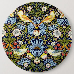 William Morris, Strawberry Thief, 6 Inch Round Button