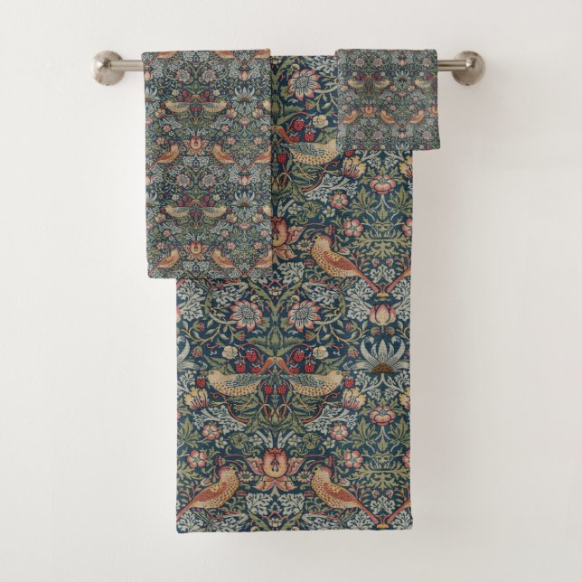 William Morris: Strawberry Thief Bath Towel Set (Insitu)