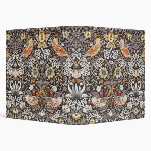 William Morris Strawberry Thief Charcoal Ochre Binder
