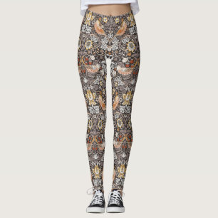 William Morris Strawberry Thief Charcoal Ochre Leggings