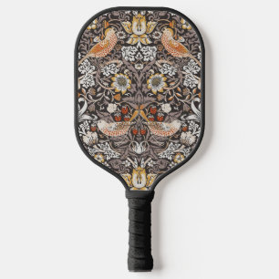 William Morris Strawberry Thief Charcoal Ochre Pickleball Paddle