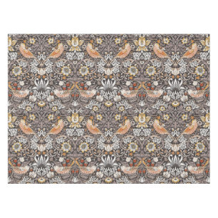 William Morris Strawberry Thief Charcoal Ochre Tablecloth