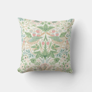 William Morris Strawberry Thief Cochineal Willow  Throw Pillow