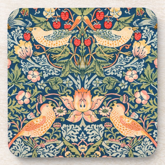 William Morris Strawberry Thief Design Coaster (Front)