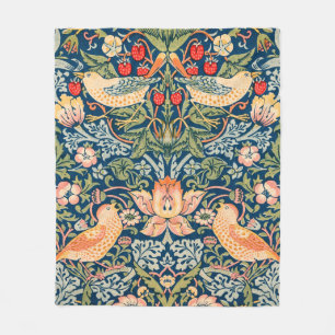 William Morris Strawberry Thief Design Fleece Blanket
