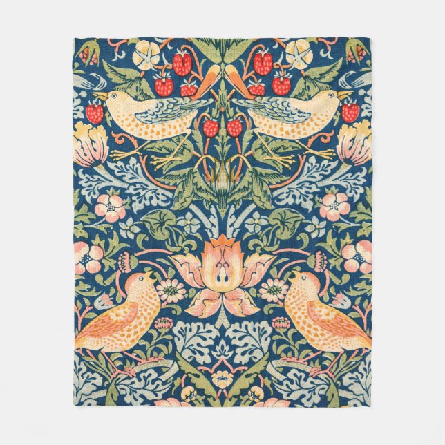 William Morris Strawberry Thief Fleece Blanket (Front)
