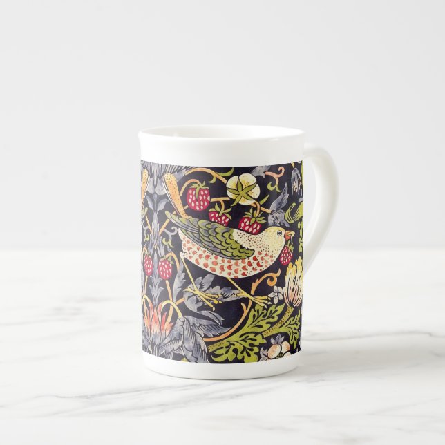 William Morris Strawberry Thief Floral Art Nouveau Bone China Mug (Front Right)