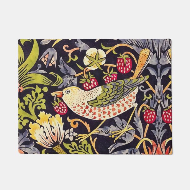 William Morris Strawberry Thief Floral Art Nouveau Doormat (Front)