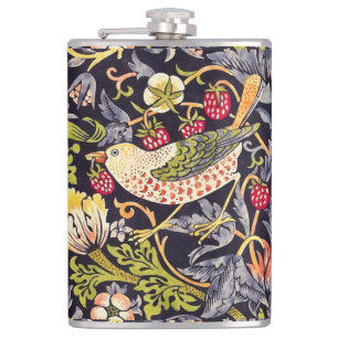 William Morris Strawberry Thief Floral Art Nouveau Hip Flask