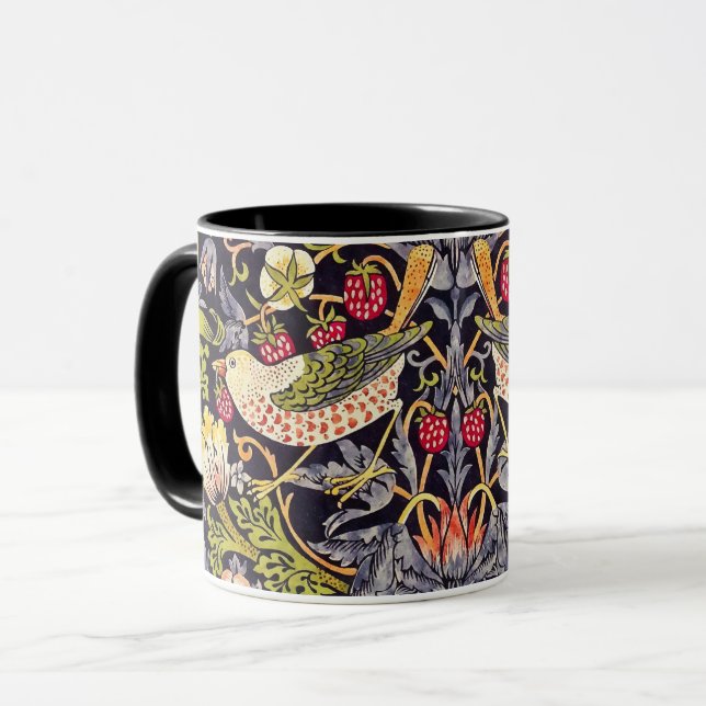 William Morris Strawberry Thief Floral Art Nouveau Mug (Front Left)