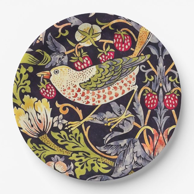 William Morris Strawberry Thief Floral Art Nouveau Paper Plate (Front)