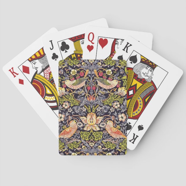 William Morris Strawberry Thief Floral Art Nouveau Playing Cards (Back)