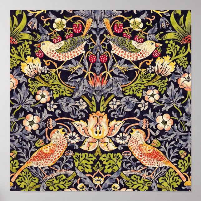 William Morris Strawberry Thief Floral Art Nouveau Poster (Front)