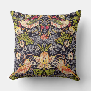 William Morris Strawberry Thief Floral Art Nouveau Throw Pillow