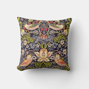 William Morris Strawberry Thief Floral Art Nouveau Throw Pillow