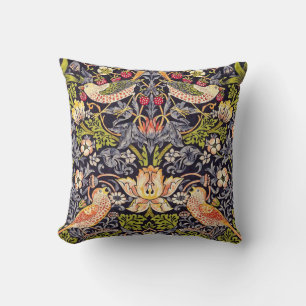 William Morris Strawberry Thief Floral Art Nouveau Throw Pillow