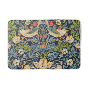 William Morris Strawberry Thief Floral Pattern Bath Mat