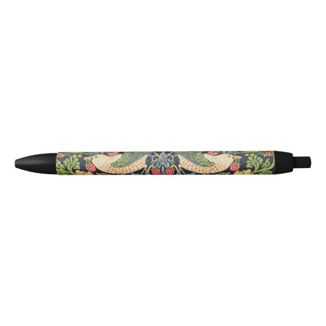 William Morris Strawberry Thief Floral Pattern Black Ink Pen (Front)