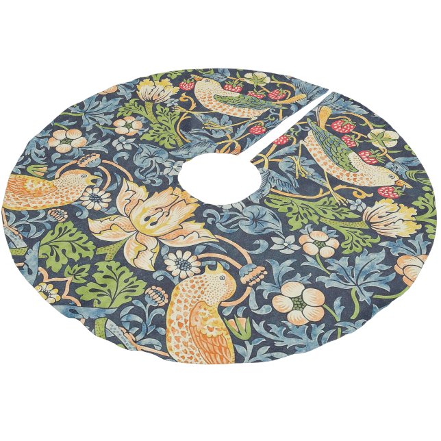 William Morris Strawberry Thief Floral Pattern Brushed Polyester Tree Skirt (Angled)