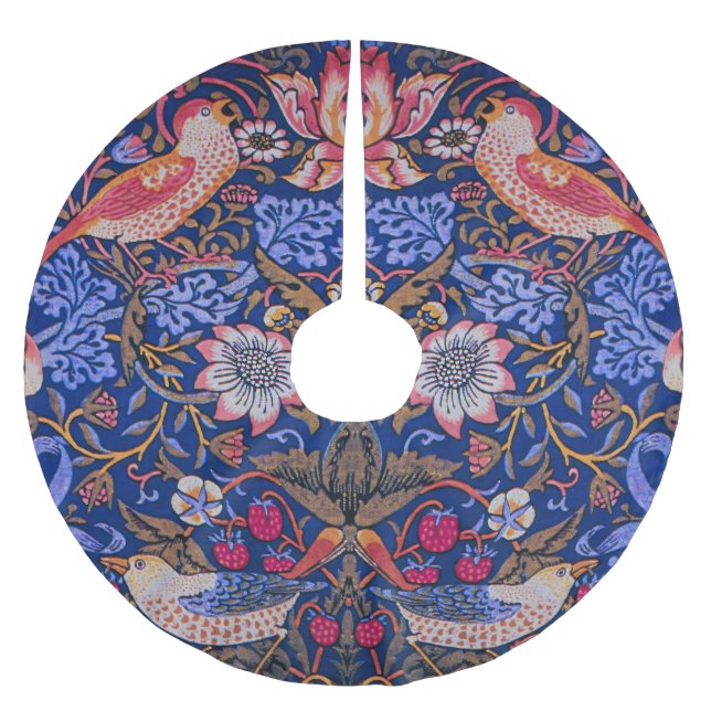 William Morris Strawberry Thief Floral Pattern Brushed Polyester Tree Skirt (Front)