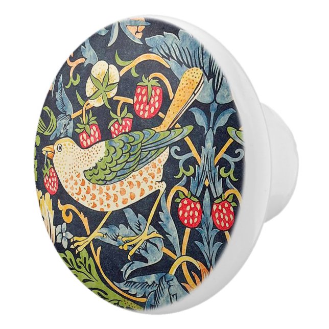 William Morris Strawberry Thief Floral Pattern Ceramic Knob (Right)