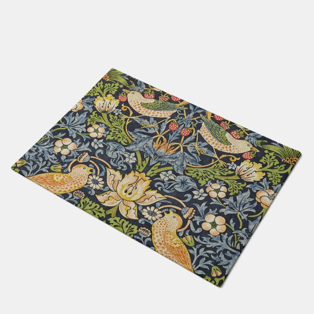 William Morris - Strawberry Thief Floral Pattern Doormat (Angled)