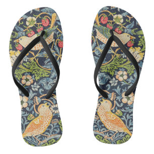 William Morris Strawberry Thief Floral Pattern Flip Flops