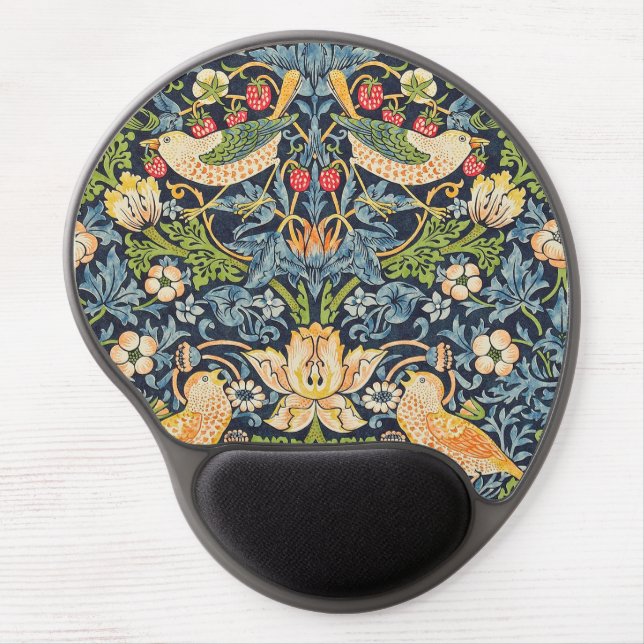 William Morris Strawberry Thief Floral Pattern Gel Mouse Pad (Front)