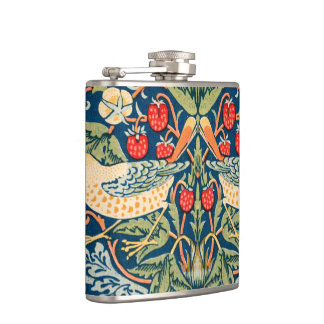 William Morris Strawberry Thief Floral Pattern Hip Flask