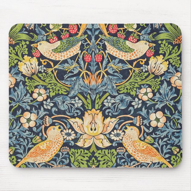 William Morris Strawberry Thief Floral Pattern Mouse Pad (Front)